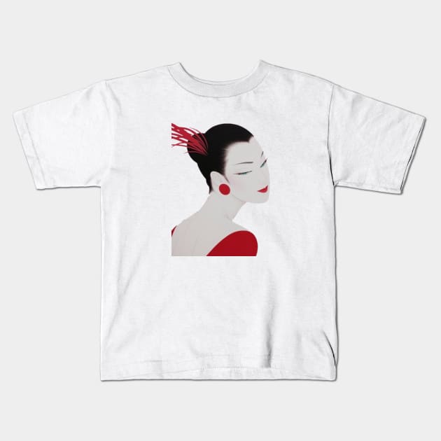 Japanese beauty Kids T-Shirt by Raniya Sbai